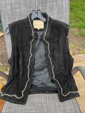 Double D Ranch Black Suede Studded Western Vest